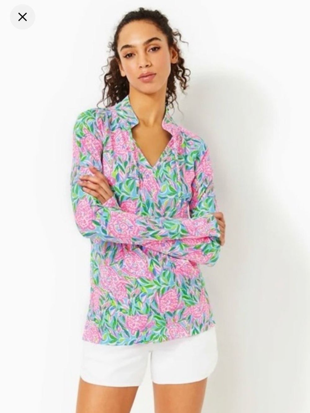 Lilly Pulitzer Cassi Popover in Frenchie Blue Turtley In Love sz S